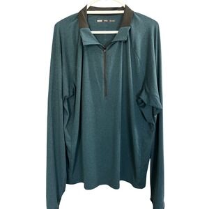 REI Co-op Long Sleeve 1/2-Zip Base Layer Top Men XXL Green Athletic Sport Active